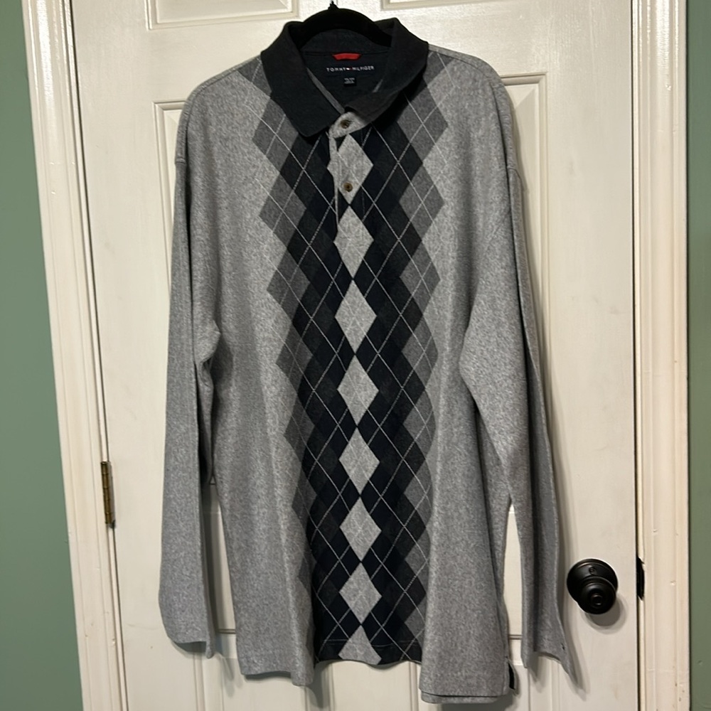 Tommy Hillfiger Men’s XXL 100%Cotton Sweater Retro Argyle Golf Casual Preppy